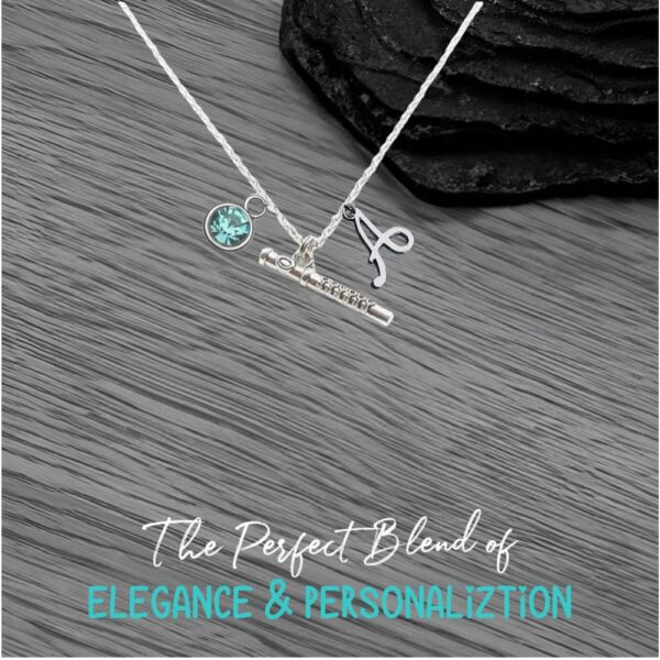 Flute Necklace, Personalized Flute Charm Necklace with Birthstone & Letter Charm, Music Pendant Necklace, Flute Jewelry for Women, Teens, Youth