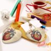 Christmas Ceramic Heart Pendant Decoration for Tree Hanging in Festive Season Human Anatomy Heart Chart Prints
