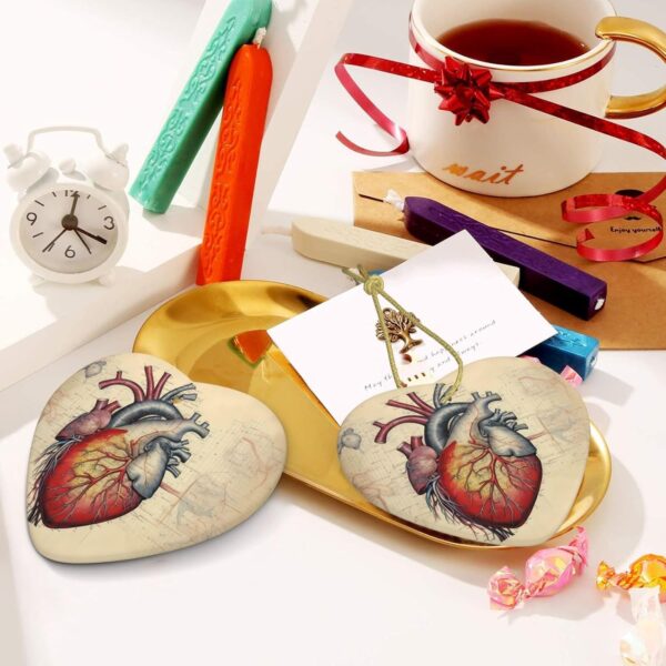 Christmas Ceramic Heart Pendant Decoration for Tree Hanging in Festive Season Human Anatomy Heart Chart Prints