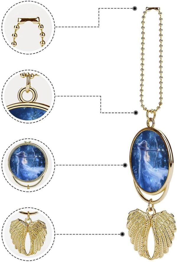 Zodiac Sagittarius Woman Car Rear View Mirror Pendant Car Charm Ornament Hanging Decoration Accessories for All Cars Golden-Style