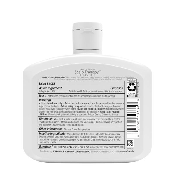 Neutrogena Scalp Therapy Anti-Dandruff Shampoo Extra Strength, with 3% salicylic acid, Fragrance Free, 12 fl oz