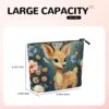 Linen Makeup Bag For Women, Waterproof Travel Cosmetic Organizer Lightweight Zipper Travel Toiletry Bag Organizer Cartoon Deer Flower Makeup Brushes Storage Bag