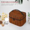 Brown Wood Pattern Makeup Bag, Cosmetic Organizer Case Large Portable Capacity Make Up Bags Women Travel Toiletry Bags with Handle And Divider