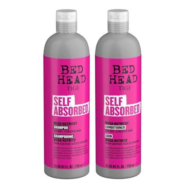 Bed Head by TIGI Frizz Control Shampoo and Conditioner Set for Dry Hair, Self Absorbed Nourishing Hair Care to Visibly Repair and Strengthen Hair From Within, 25.36 Fl oz, 2 Pack
