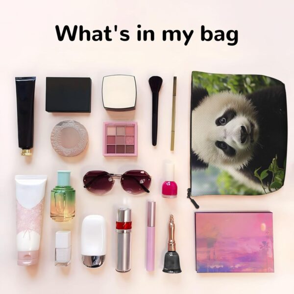 Linen Makeup Bag For Women, Waterproof Travel Cosmetic Organizer Lightweight Zipper Travel Toiletry Bag Organizer Cute Animal Bear Makeup Brushes Storage Bag
