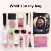 Linen Makeup Bag For Women, Waterproof Travel Cosmetic Organizer Lightweight Zipper Travel Toiletry Bag Organizer Animal Cat Astronaut Makeup Brushes Storage Bag