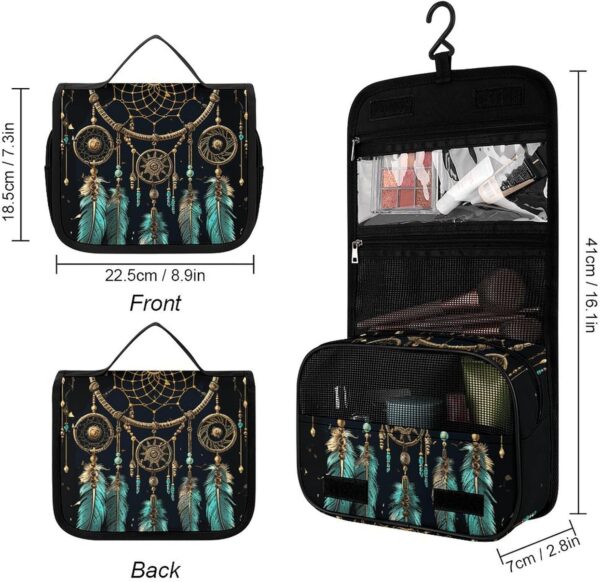 Hanging Toiletry Bag for Women Men Portable Waterproof Makeup Bag Organizer Dark Dream Catcher Travel Toiletry Bag