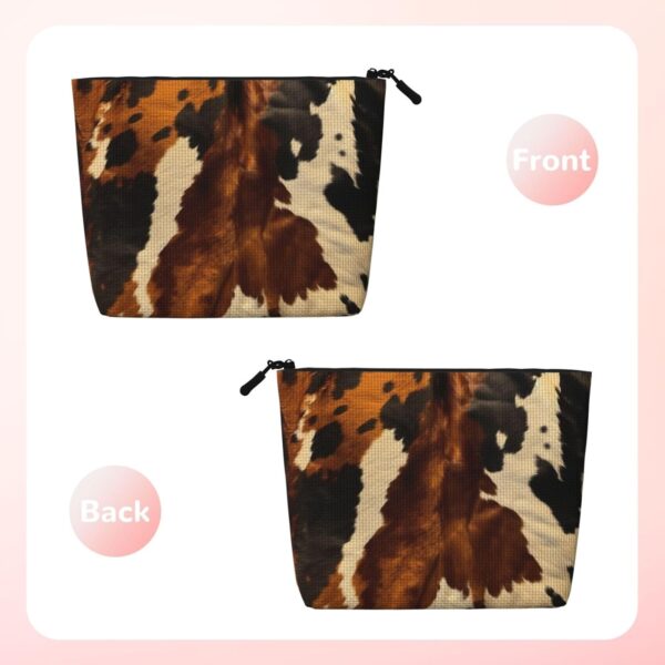 Linen Makeup Bag For Women, Waterproof Travel Cosmetic Organizer Lightweight Zipper Travel Toiletry Bag Organizer Abstract Cow Skin Makeup Brushes Storage Bag