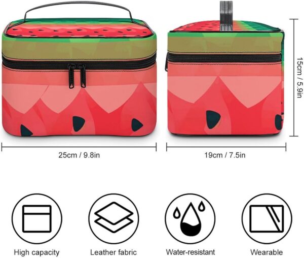 Gradient Watermelon Makeup Bag, Cosmetic Organizer Case Large Portable Capacity Make Up Bags Women Travel Toiletry Bags with Handle And Divider