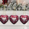 Christmas Ceramic Heart Pendant Decoration for Tree Hanging in Festive Season Valentine's Day Love Heart Prints