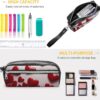 Red Hearts Pencil Case Large Capacity Leather Pencil Pouch with Zipper, Portable Small Makeup Bag, Office Supplies Organizer for Women Men