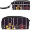 Guitar Collection Pencil Case Large Capacity Leather Pencil Pouch with Zipper, Portable Small Makeup Bag, Office Supplies Organizer for Women Men