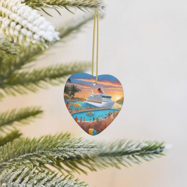 Christmas Ceramic Heart Pendant Decoration for Tree Hanging in Festive Season Pool Party Cruise Ship Prints