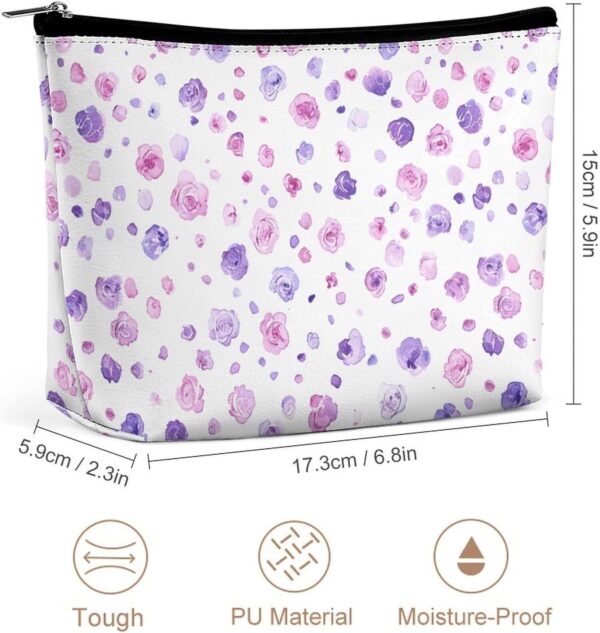 Toiletry Bag for Women Small Purple Rose Cosmetic Bag Portable Capacity Travel Makeup Bags with Zipper Lightweight Cute Beauty Makeup Organizer for Traveling, Accessories, Essentials