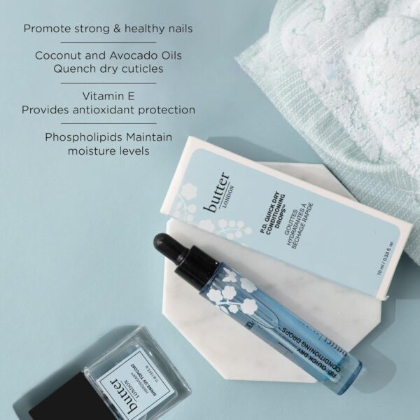 butter LONDON P.D. Quick Dry Conditioning Drops Cuticle Oil - Nail Oil with Vitamin E Moisturizes & Conditions Cuticles & Nail Beds - Cuticle Care for Manicure & Pedicure, Vegan & Gluten Free