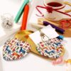 Christmas Ceramic Heart Pendant Decoration for Tree Hanging in Festive Season Cartoon Otomi Animals Prints