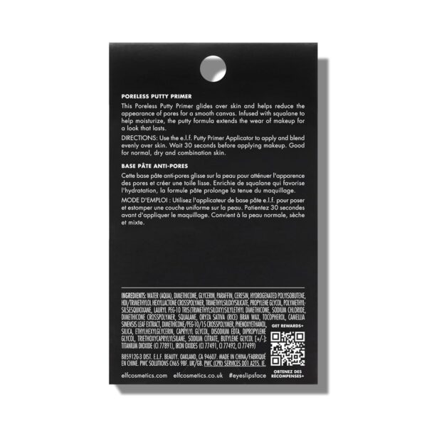 e.l.f. Poreless Putty Primer, Silky, Skin-Perfecting, Lightweight, Long Lasting, Smooths, Hydrates, Minimizes Pores, Flawless Base & Finish, All-Day Wear, Ideal for All Skin Types, 0.74 Fl Oz