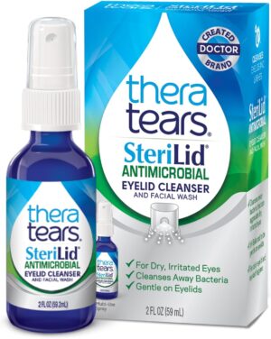 TheraTears SteriLid Antimicrobial Eyelid Cleanser and Face Wash, for irritated eyes, 2 Fl Oz