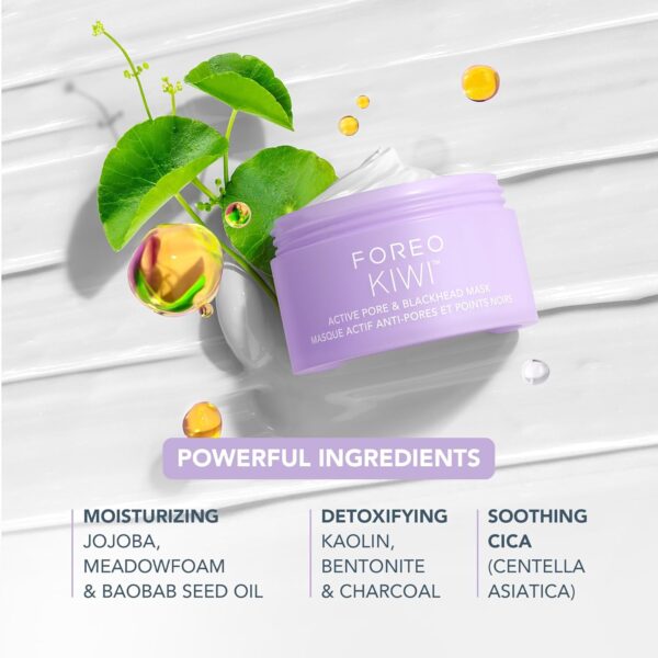 FOREO KIWI Active Pore & Blackhead Mask, 3.5 oz - Blackhead Remover - Clay Mask & moisturizing Jojoba Oil - Pore Minimizer - Skin Purifying & Detox Face Mask - Vegan & Cruelty-free - All Skin Types