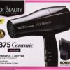 1875 Ceramic Hair Dryer, Powerful Fast Drying, Multi-Setting with Comb Attachment, Additional Detangler Included, Slide Bar Switch, Compact for Home & Travel (Black)