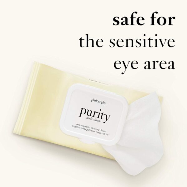 philosophy purity made simple one-step facial cleansing cloths - easily removes makeup, dirt & oil on the go - skin is left clean and comfortable with no rinsing needed - 30 ct.