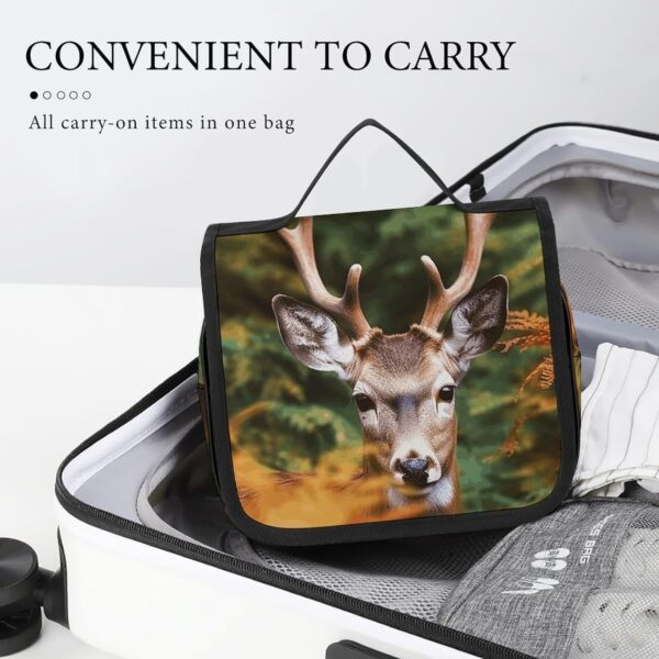 Hanging Toiletry Bag for Women Men Portable Waterproof Makeup Bag Organizer Deer Among Thick Leaves Travel Toiletry Bag
