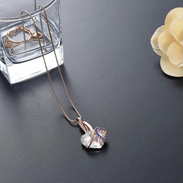 Customized Urn Necklace Heart Pendant Stainless Steel for Pet Dog Ashes with Love Diamond Gift to Women Memorial Keepsake-C