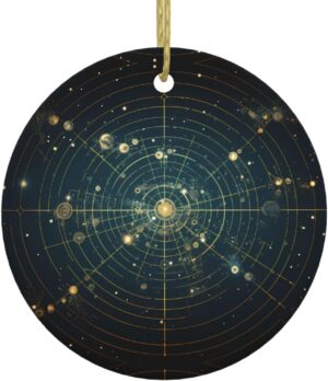Christmas Ceramic Round Pendant Decoration for Shopping Malls Supermarkets Stores Homes Zodiac Constellation Space Prints