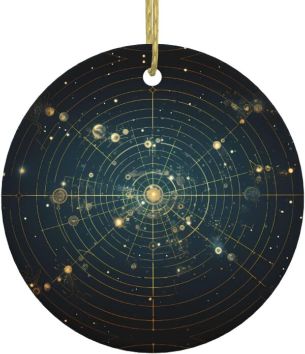 Christmas Ceramic Round Pendant Decoration for Shopping Malls Supermarkets Stores Homes Zodiac Constellation Space Prints