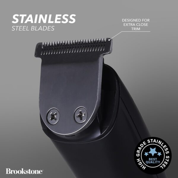 Brookstone - Hair & Beard Trimmer Kit, Precision Grooming for Hair, Beard, & Body with Adjustable Combs, Charging Base & Accessories (14-Piece)