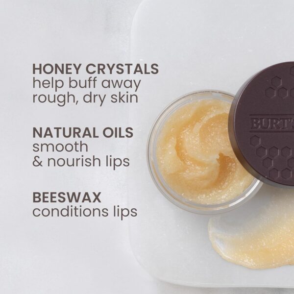 Burt's Bees Conditioning Honey Lip Scrub, Exfoliates & Conditions Dry Lips, with Honey Crystals, Use with Overnight Intense Treatment, Natural Origin Care, 0.25 oz.