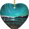 Christmas Ceramic Heart Pendant Decoration for Tree Hanging in Festive Season Green Aurora Borealis Prints