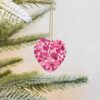 Christmas Ceramic Heart Pendant Decoration for Tree Hanging in Festive Season Pink Hearts Prints