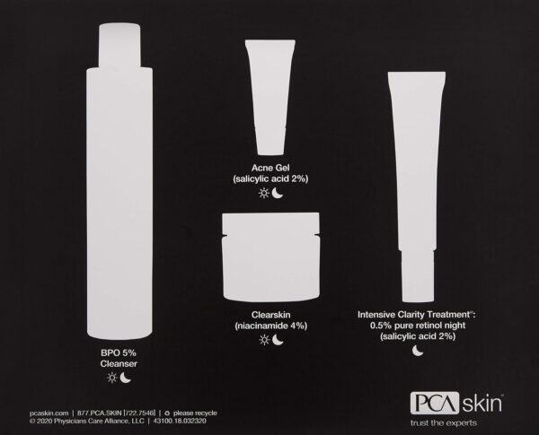 PCA SKIN The Acne Control Skin Care Set (Kit Includes BPO Facial Cleanser, Niacinamide Face Cream, Salicylic Acid Acne Gel, Retinol Treatment)