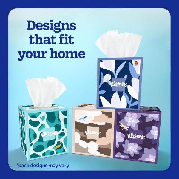Kleenex Cooling + Aloe Facial Tissues, 4 Cube Boxes, 50 Tissues Per Box, 2-Ply