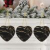 Christmas Ceramic Heart Pendant Decoration for Tree Hanging in Festive Season Black Gold Marble Prints