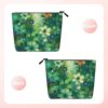 Linen Makeup Bag For Women, Waterproof Travel Cosmetic Organizer Lightweight Zipper Travel Toiletry Bag Organizer Abstract Seasonal Green Floral Makeup Brushes Storage Bag