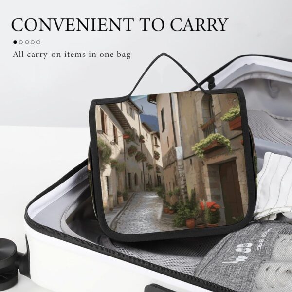 Hanging Toiletry Bag for Women Men Portable Waterproof Makeup Bag Organizer Italian Town Street Travel Toiletry Bag