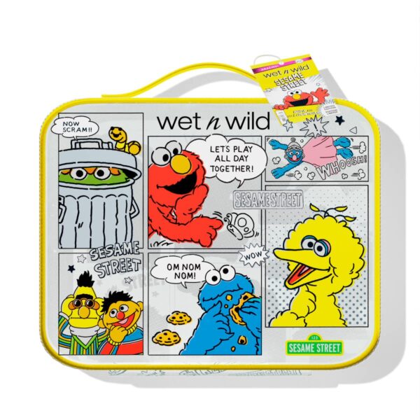 wet n wild Sesame Street Makeup Bag - Portable Cosmetics Case, Flexible Cotton Material, Full-Zip Closure, Large Capacity, Perfect for Travel, Cruelty-Free