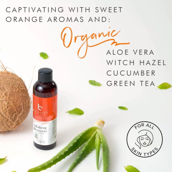 Makeup Remover - USA Made with Natural & Organic Ingredients Face and Eye Make Up Remover, Use with Wipes or Cotton Pads, Gentle Non-Greasy Makeup Remover for Dry, Oily and Sensitive Skin Types