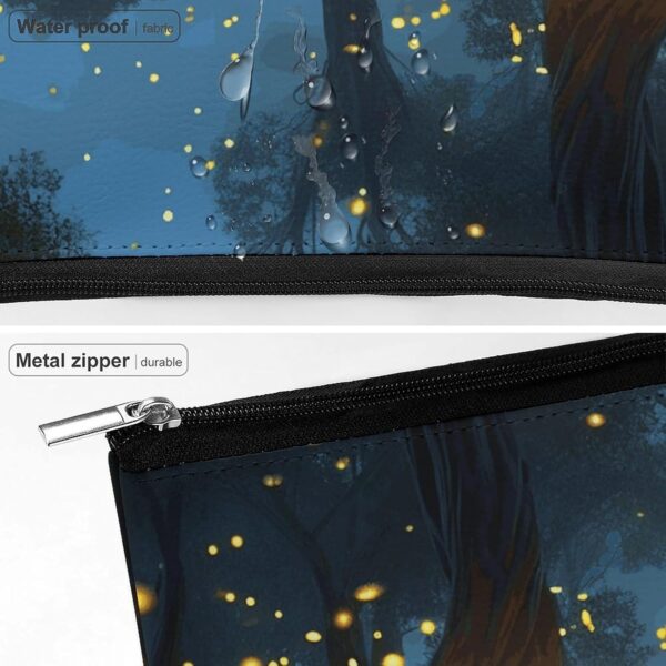 Fireflies Makeup Bag for Women Portable Travel Toiletry Pouch, PU Leather Cosmetic Bag with Zipper