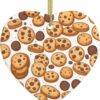 Christmas Ceramic Heart Pendant Decoration for Tree Hanging in Festive Season Cookies Food Chocolate Chip Biscuits Prints