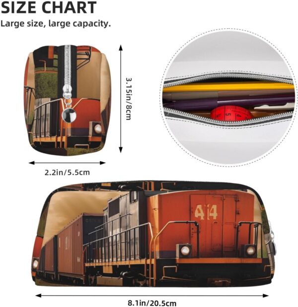 Pencil Case Freight Train Big Pencil Bag Portable Coin Pouch Aesthetic Cosmetic Bag Leather Makeup Bag