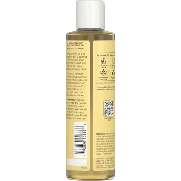 Burt's Bees Nourishing Cleansing Oil With Coconut and Argan Oils, Cleansing Face Oil for Normal to Dry Skin, College Back to School Dorm Essentials, Natural Origin Skin Care, 6 fl. oz. Bottle