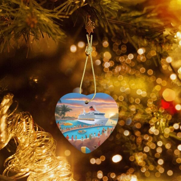 Christmas Ceramic Heart Pendant Decoration for Tree Hanging in Festive Season Pool Party Cruise Ship Prints
