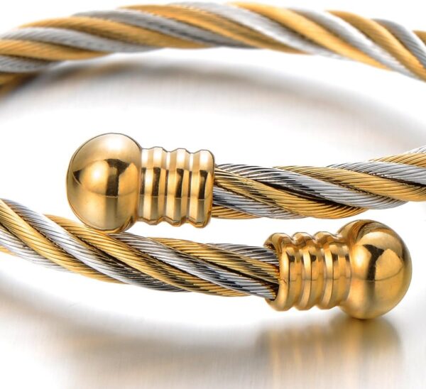 COOLSTEELANDBEYOND Elastic Adjustable Steel Twisted Cable Cuff Bangle Bracelet for Mens for Women