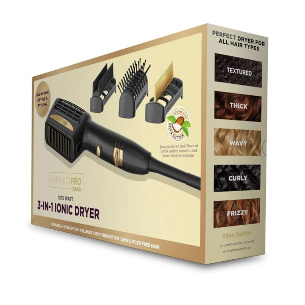 INFINITIPRO BY CONAIR 3-in-1 Styling Hair Dryer, 1875W Hair Dryer and 3 Attachments