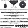Expo International Blackstone Natural Gemstones, Versatile Jewelry Making Supplies, Vibrant Gemstone Beads, Value Pack of About 220 Beads and Pendants, Black