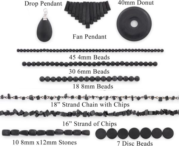 Expo International Blackstone Natural Gemstones, Versatile Jewelry Making Supplies, Vibrant Gemstone Beads, Value Pack of About 220 Beads and Pendants, Black