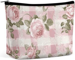 Toiletry Bag for Women Peach Retro Pattern Cosmetic Bag Portable Capacity Travel Makeup Bags with Zipper Lightweight Cute Beauty Makeup Organizer for Traveling, Accessories, Essentials